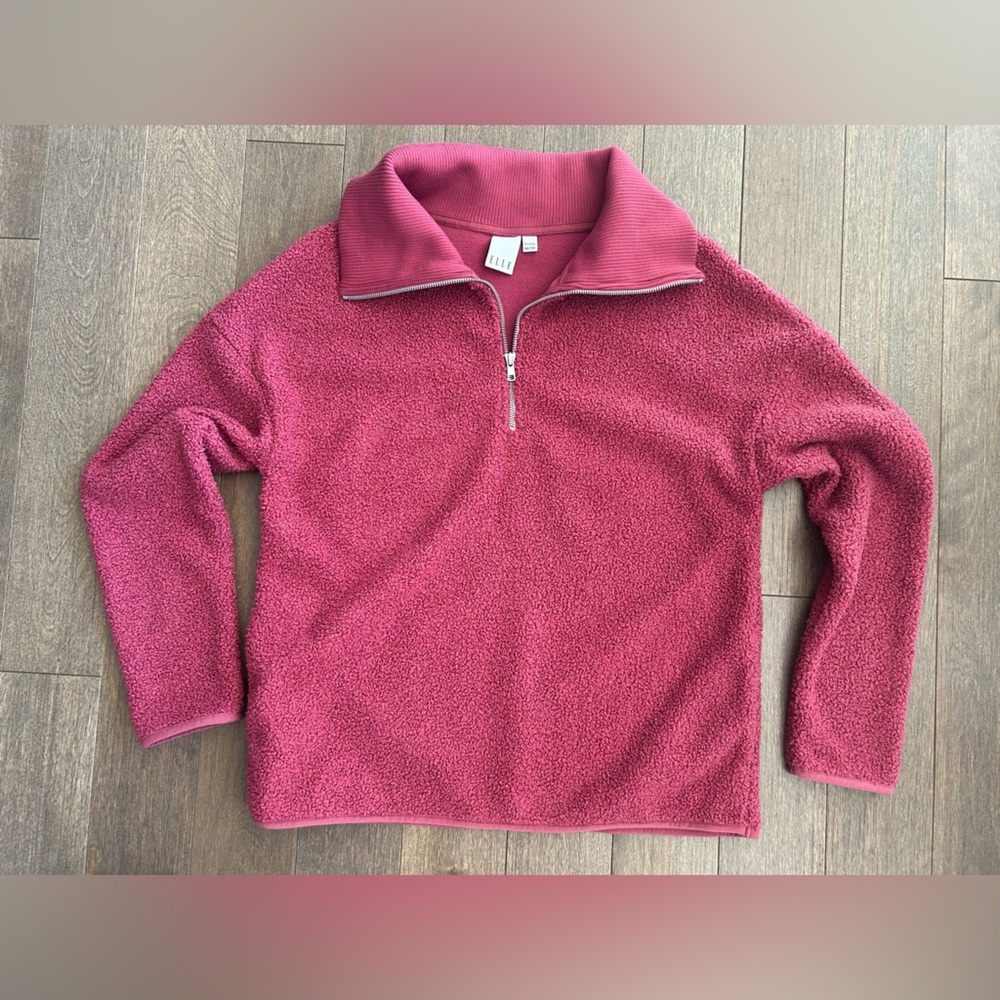 ELLE quarter zip fleece sweater size‎ M